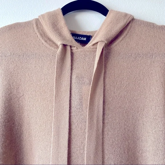 NAADAM CASHMERE DRAWSTRING HOODIE COZY NEUTRAL LOUNGE MINIMALIST Camel Tan M - Picture 3 of 5